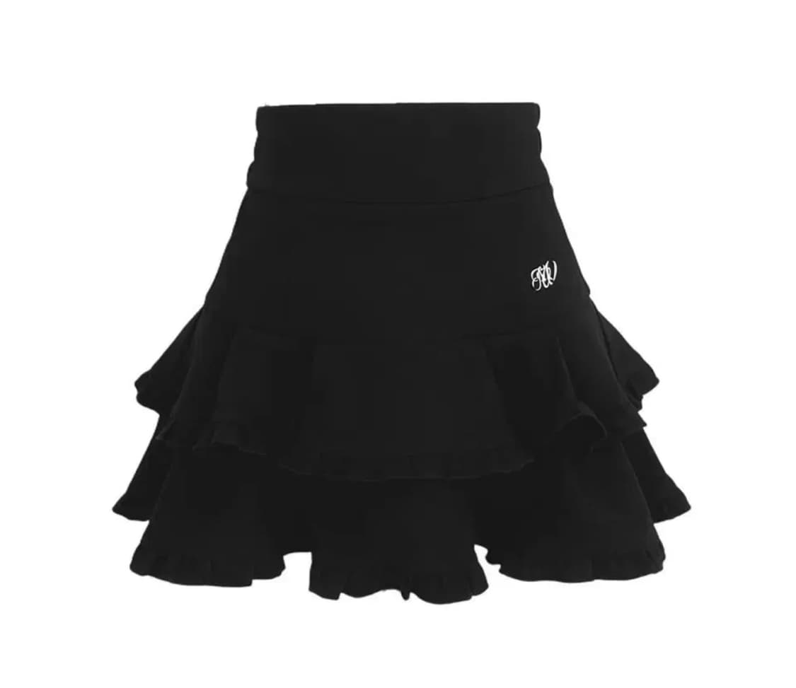 미셸마카롱 허니뮤 2단 플레어 스커트 블랙 양산형 지뢰계 걸리 스나 상품이미지2