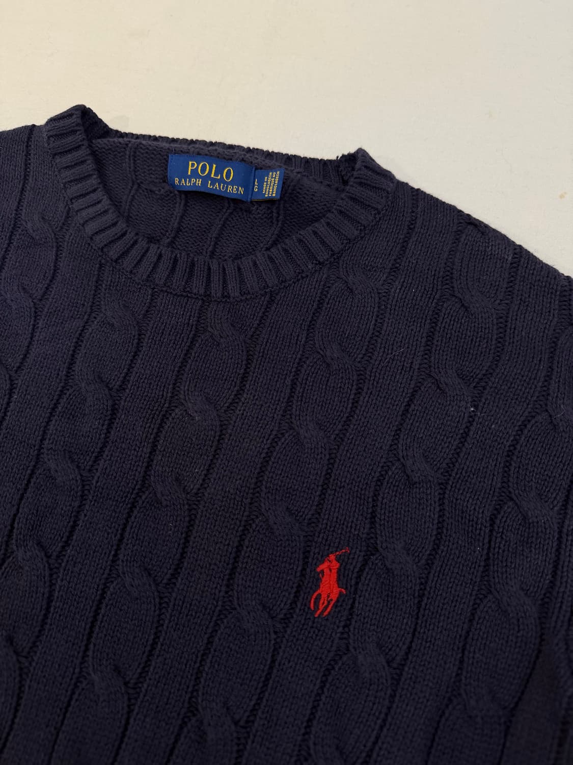 폴로 랄프로렌 꽈배기 케이블 니트 네이비 상품이미지2