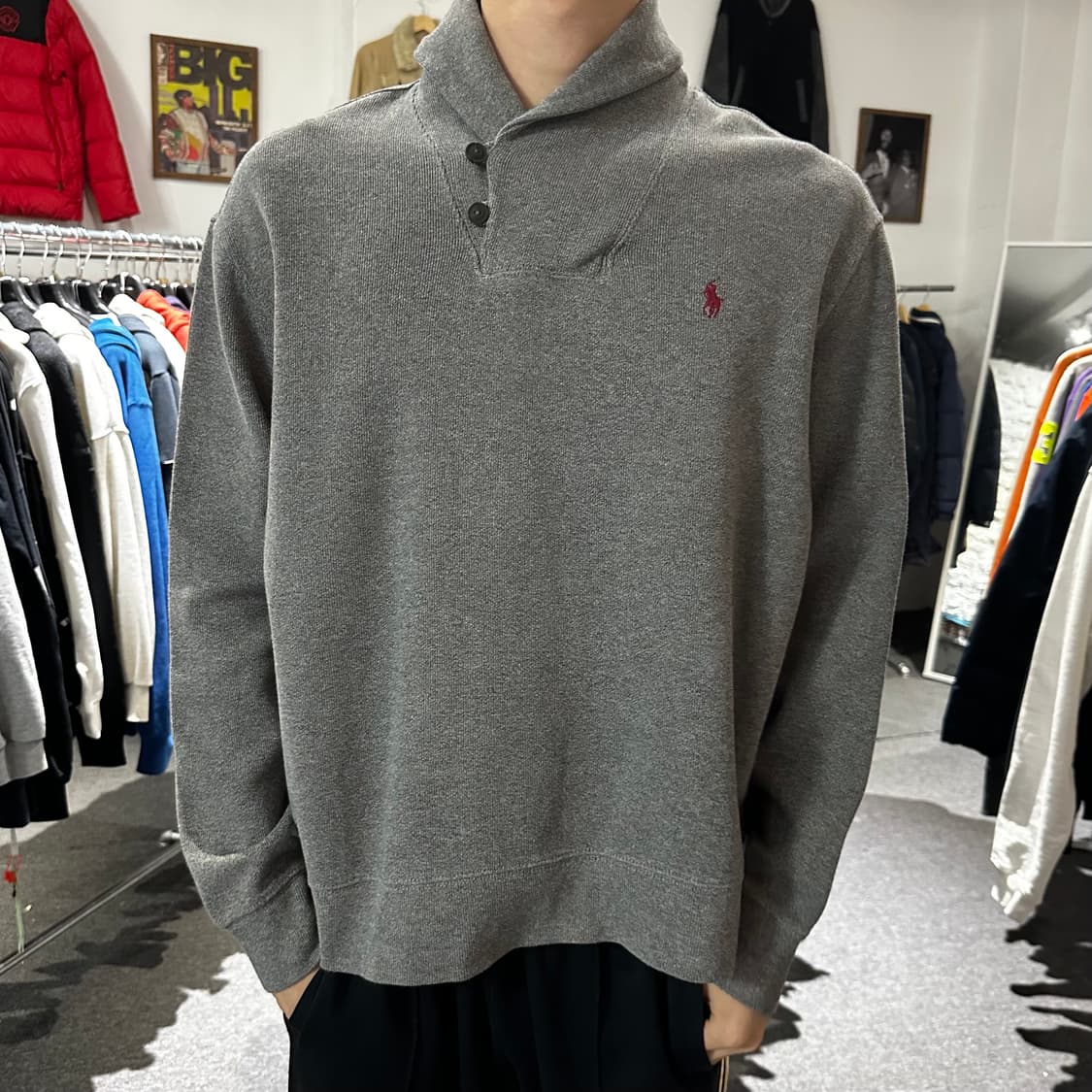 폴로 랄프로렌 그레이 숄카라 니트 상품이미지3