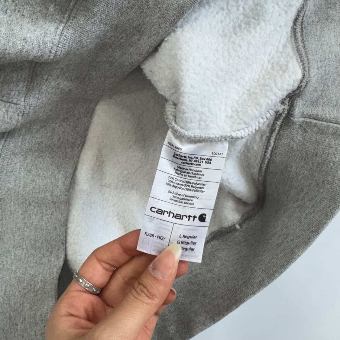 Carhartt 칼하트 사이드로고 그레이 후드티 상품이미지8