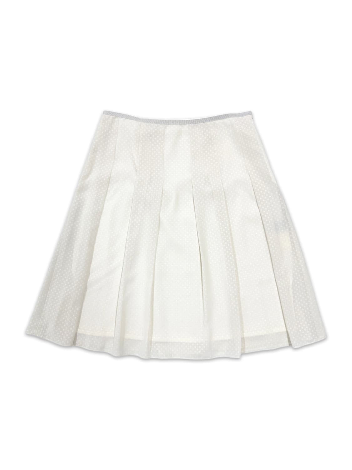 빈티지 UNTITLED 화이트 시스루 도트 플리츠 미디 스커트 상품이미지1