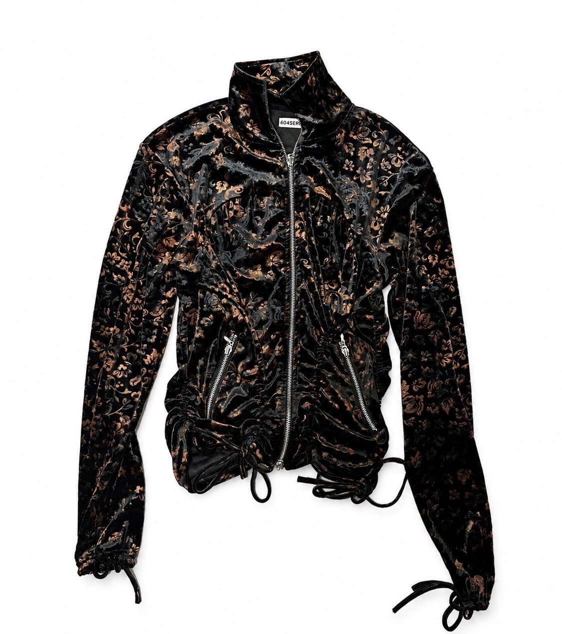 604SERVICE FLORAL ZIP UP GOLD BROWN 상품이미지1