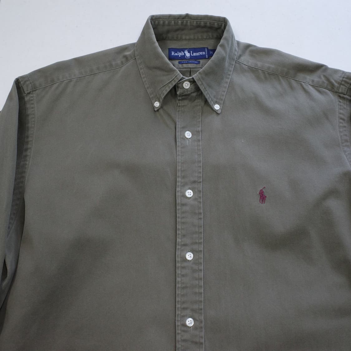 90s 폴로 랄프로렌 클래식핏 코튼 셔츠 M 카키 상품이미지2