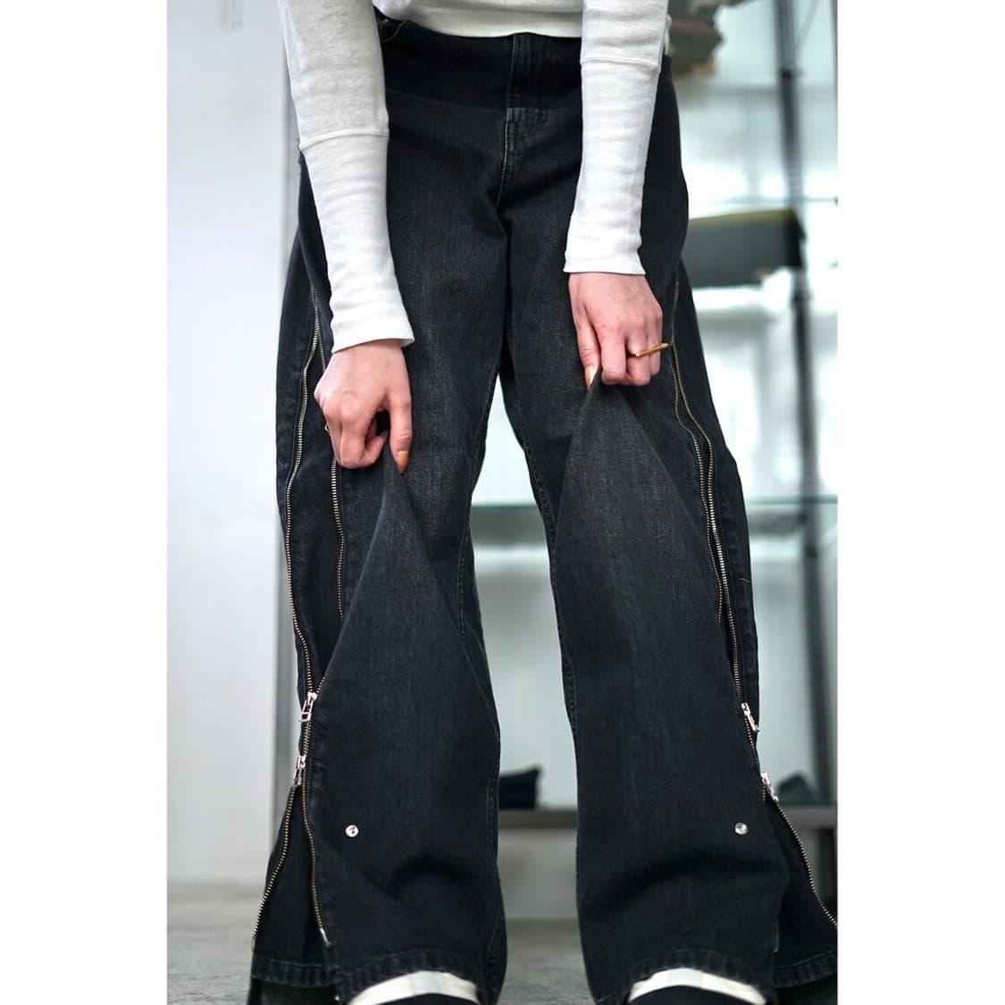 Zip baggy pants 라지 상품이미지4