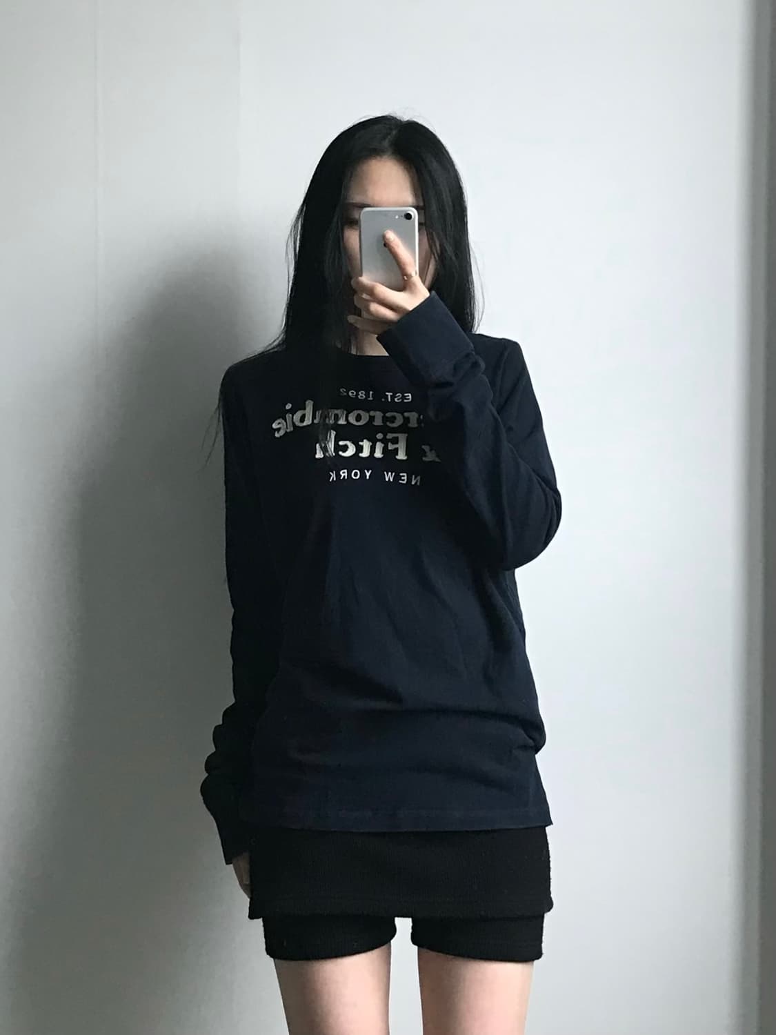 아베크롬비 y2k 와투케 네이비 롱 슬리브 긴팔티 상품이미지1