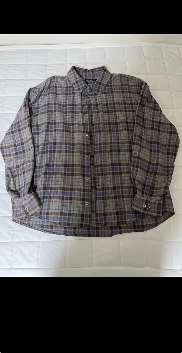 해칭룸 클래식 셔츠 오버 다이드 체크 스카이블루 브라운 3사이즈 상품이미지2
