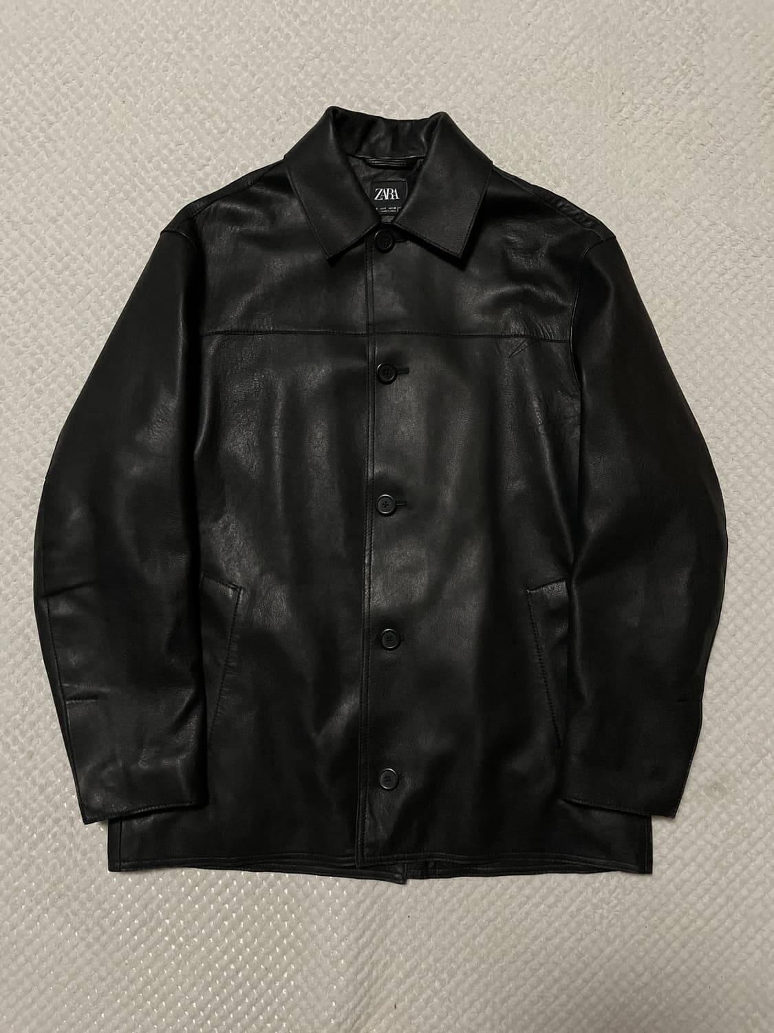 [S] ZARA 자라 웨스턴 무드 램스킨 양가죽 레더 카 코트 상품이미지1