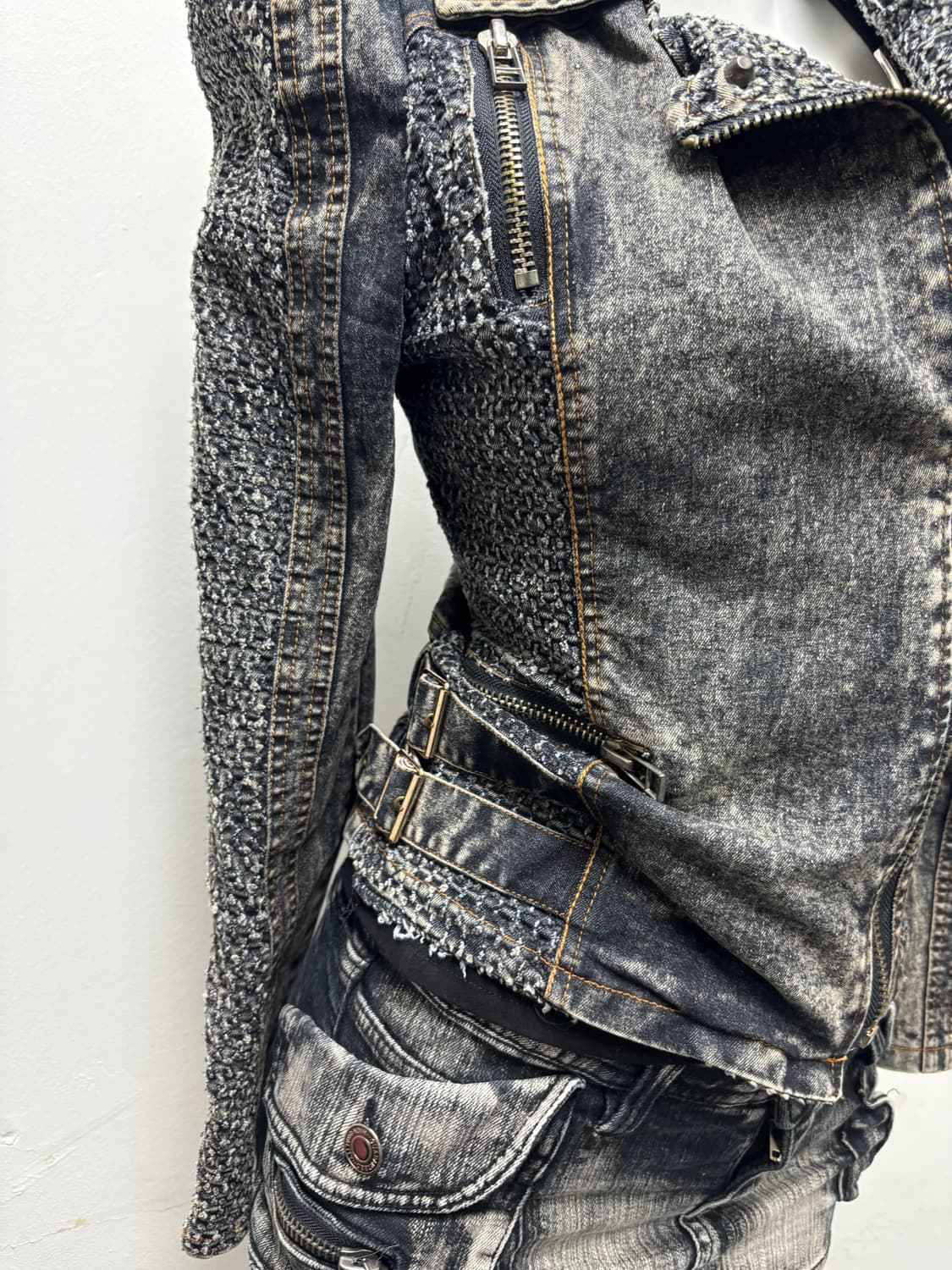 [Y2K] Rare Design Side Buckle Biker Jack 상품이미지7