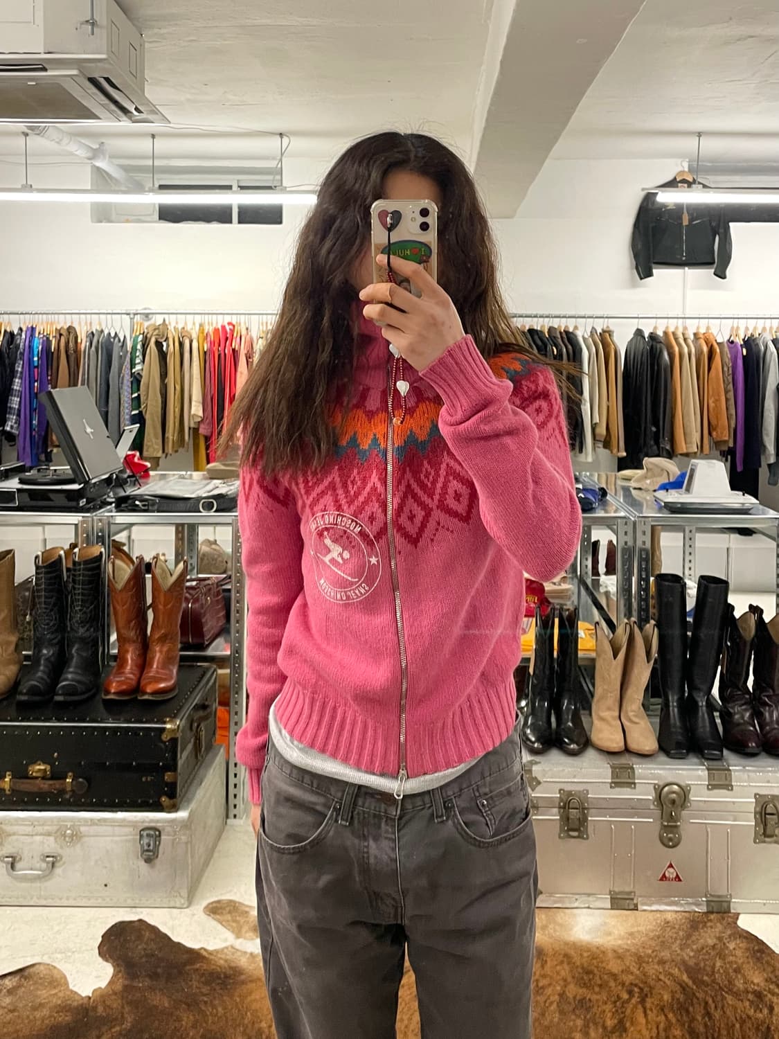 00's MOSCHINO knit zip-up cardigan 상품이미지2