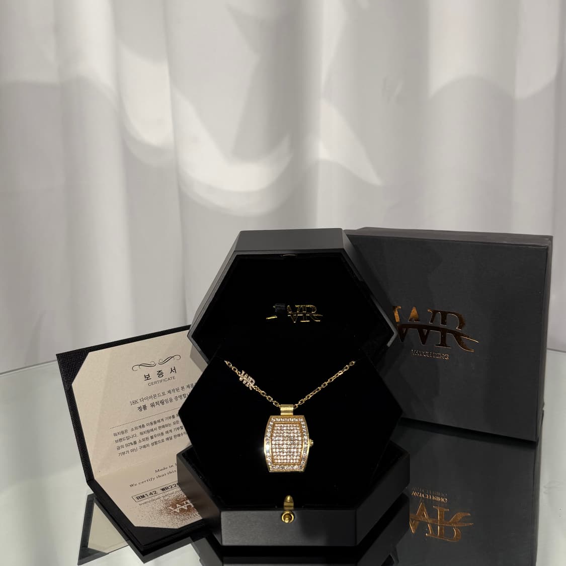 [정품] 워치링 리차드밀 풀다이아 목걸이 옐로우골드 상품이미지2