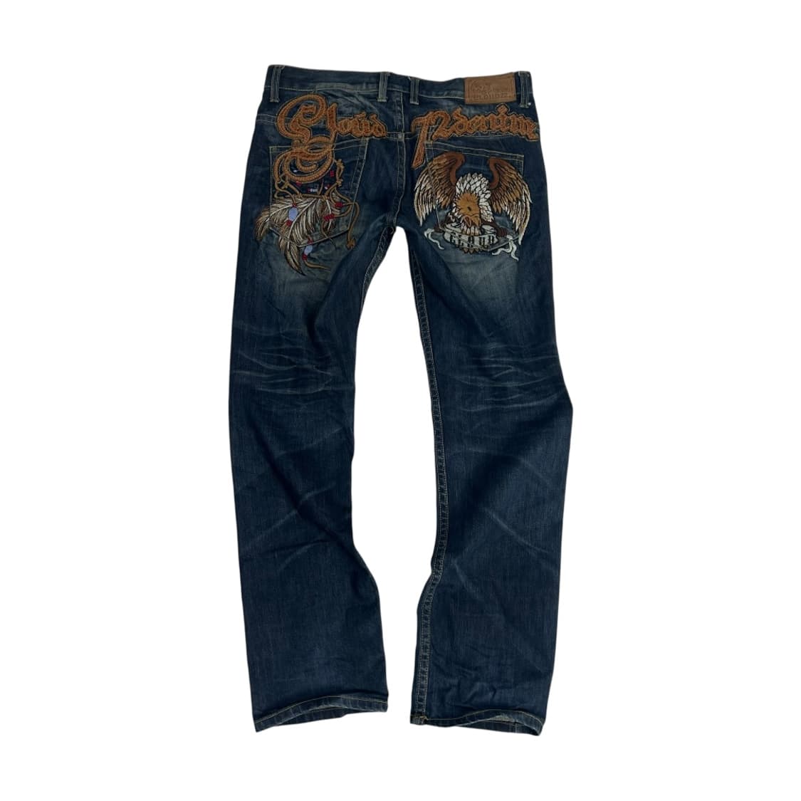 [CLOUD72] 클라우드 자수 디테일 워싱 데님팬츠 상품이미지1