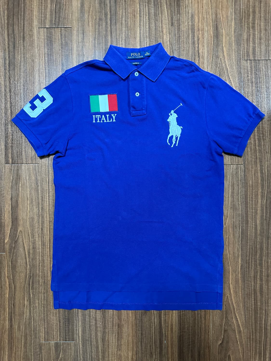 (M) 폴로 빅포니 치프키프 이탈리아 국기 반팔 카라티셔츠 블루 상품이미지1