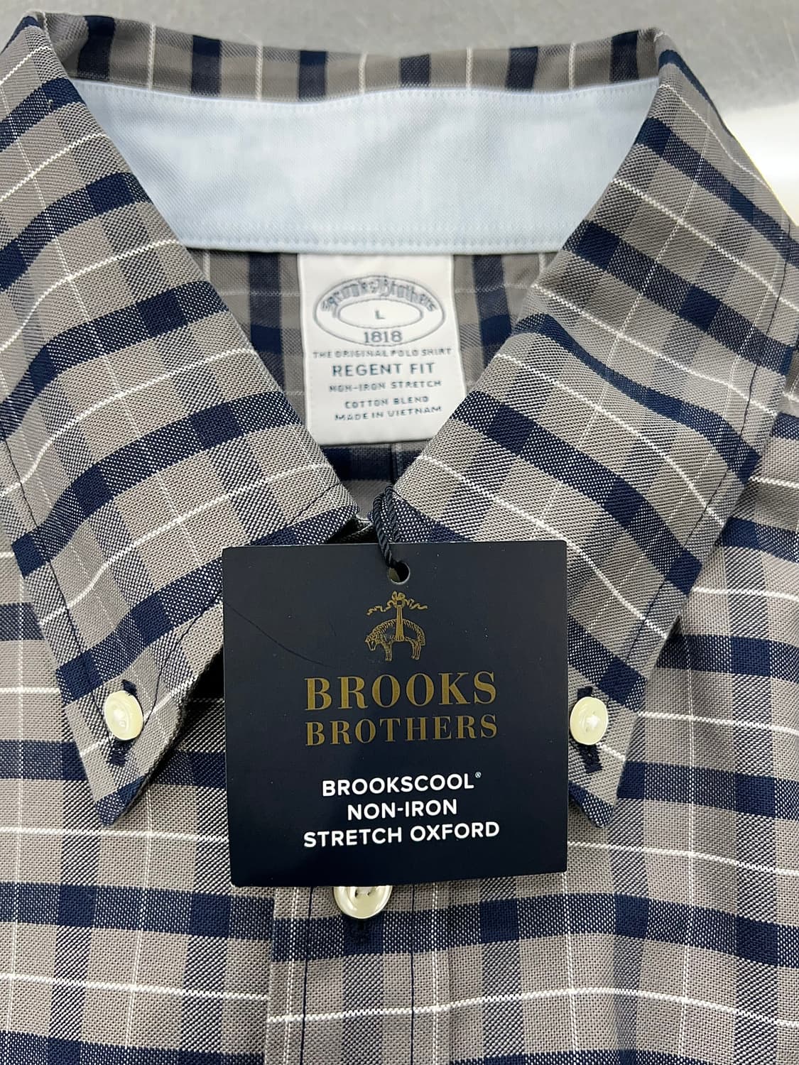 브룩스 브라더스 차콜 그레이 옴브레 체크 플래드 필드 셔츠 상품이미지7