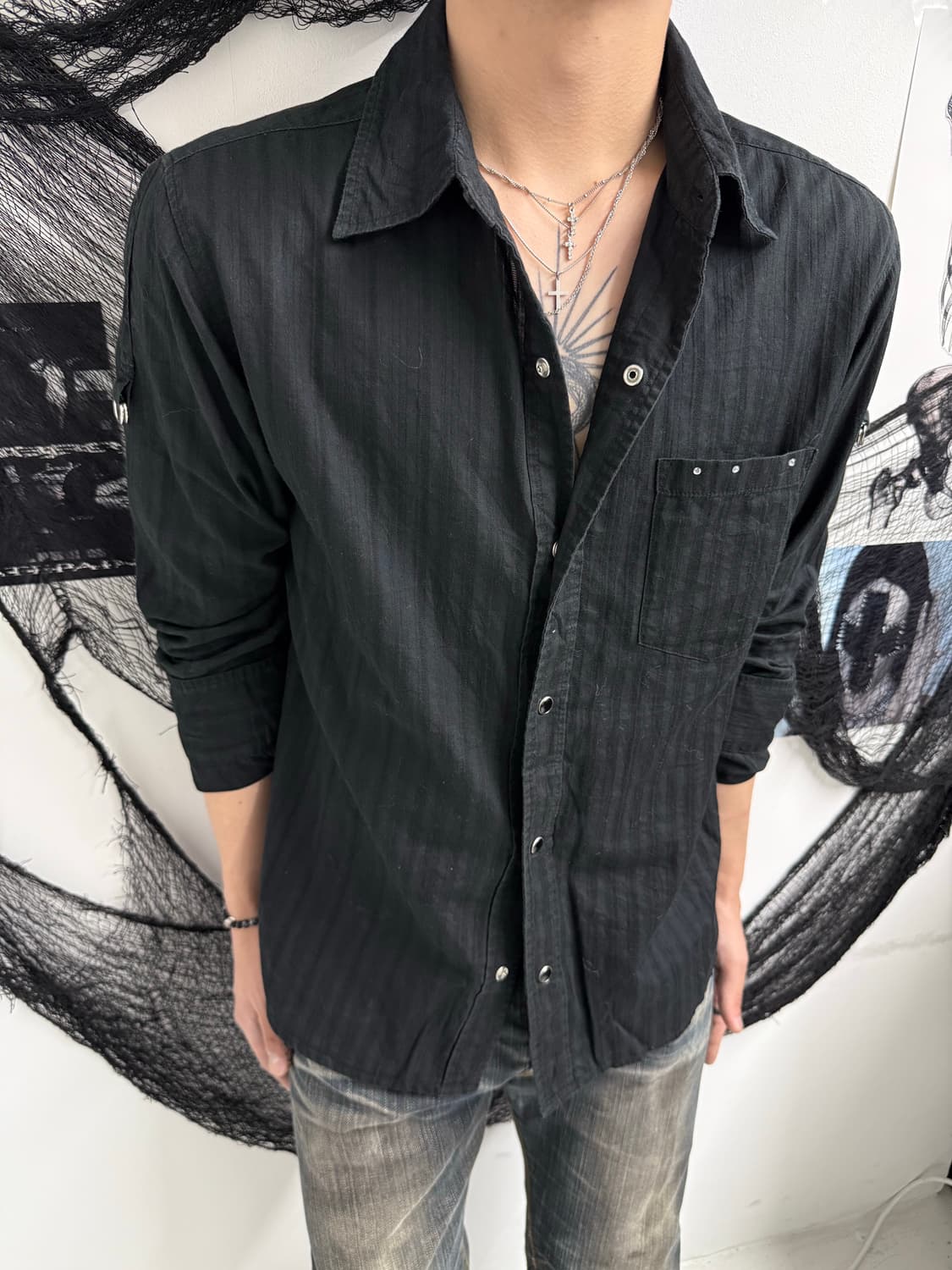 00s punk beads detail shirts 상품이미지8