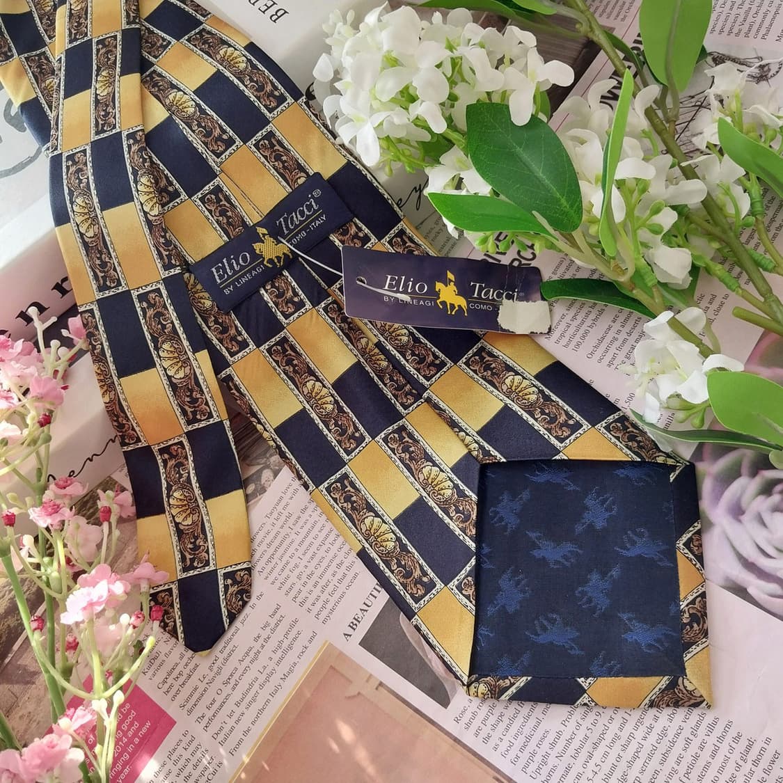 엘리오 타치 실크 클래식 프린트 넥타이 9.6cm 새상품 K1497
 상품이미지5