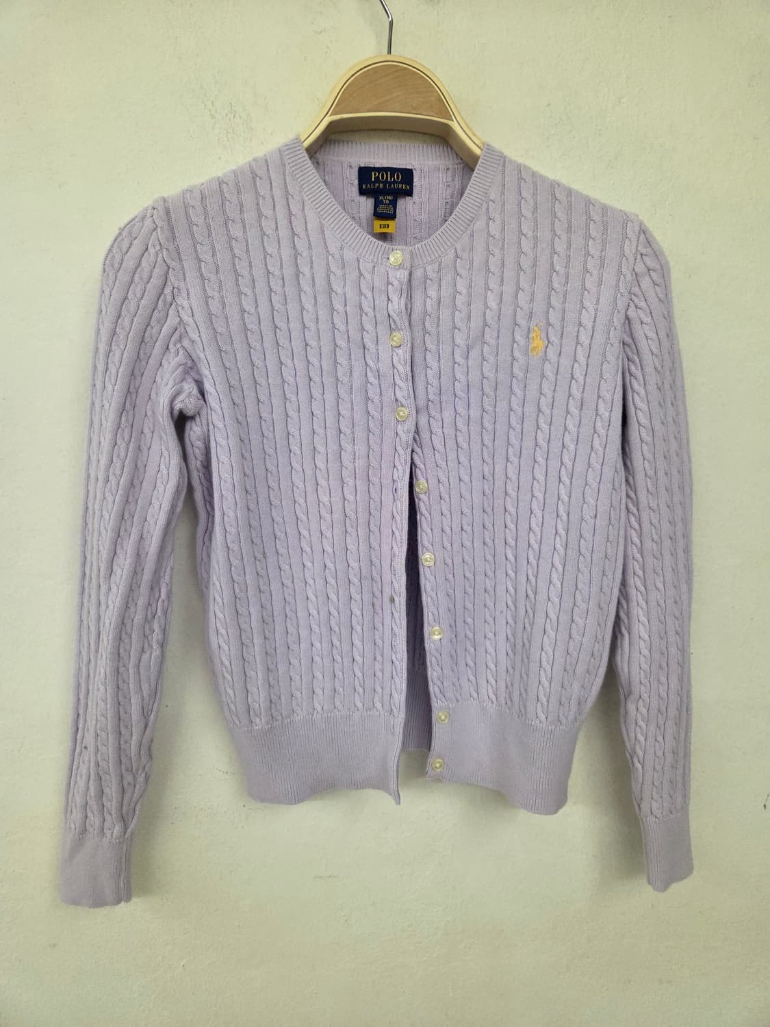 QR폴로 랄프로렌 라벤더 꽈배기 가디건 상품이미지1