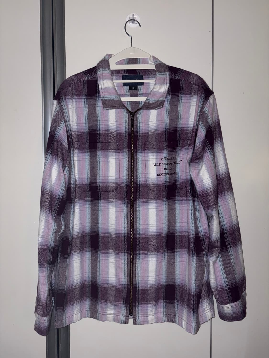 Thisisneverthat Purple Plaid Zip-Up Shir 상품이미지1