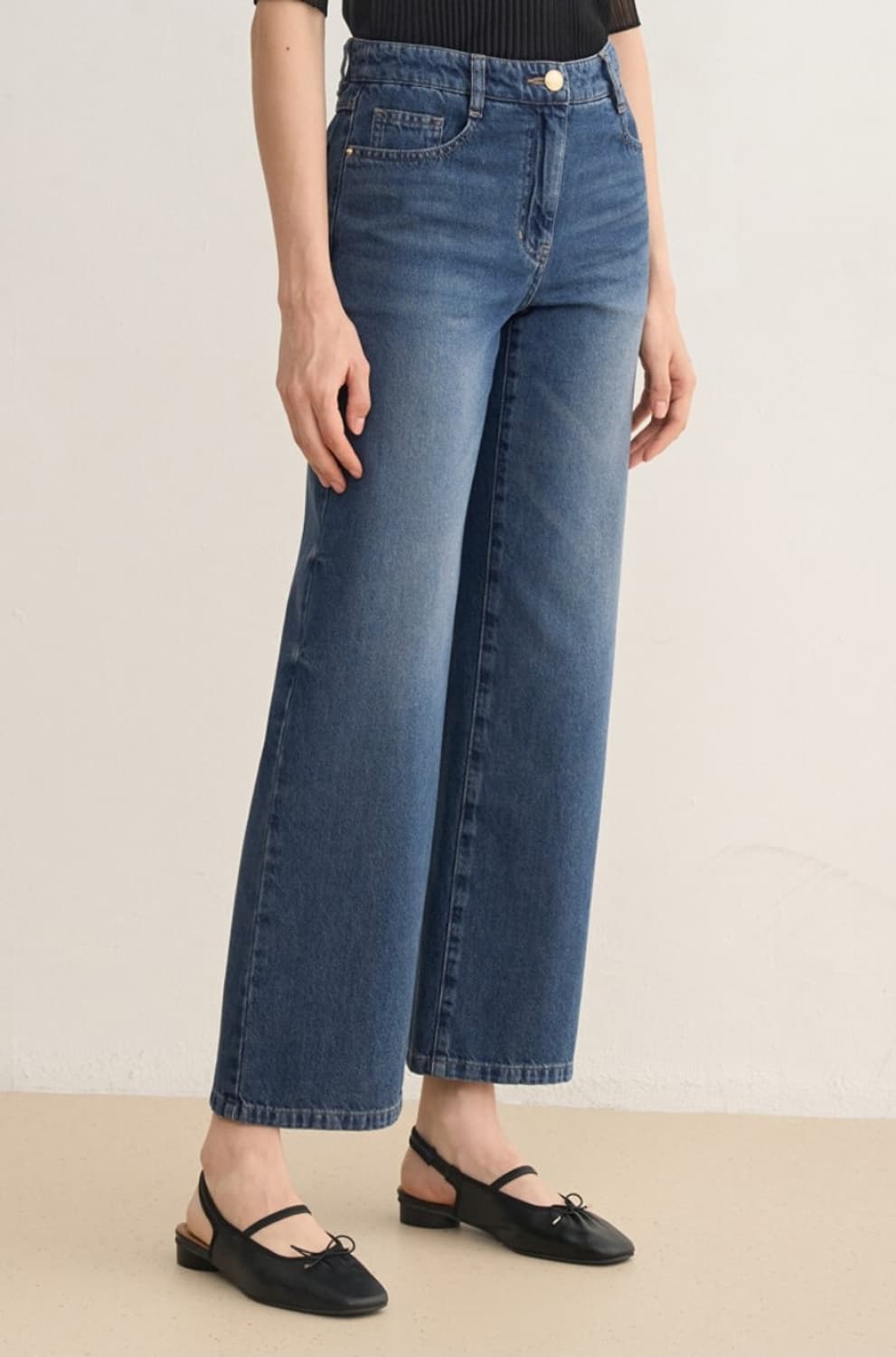 한섬 SJSJ 2025 워싱 스트레이트 데님 팬츠 61-90사이즈 상품이미지2