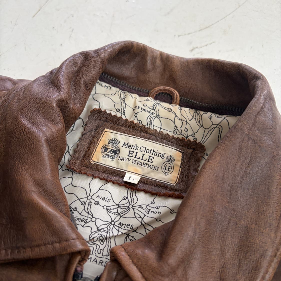 80s ELLE 빈티지 A-2 리얼가죽 자켓 L 상품이미지5