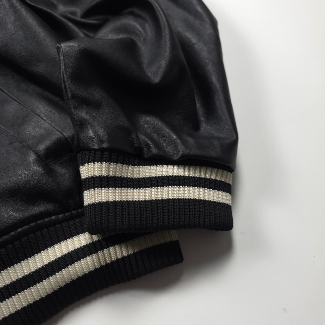 파르티멘토 버핑 레더 배색 바시티 자켓 (XL) 상품이미지3