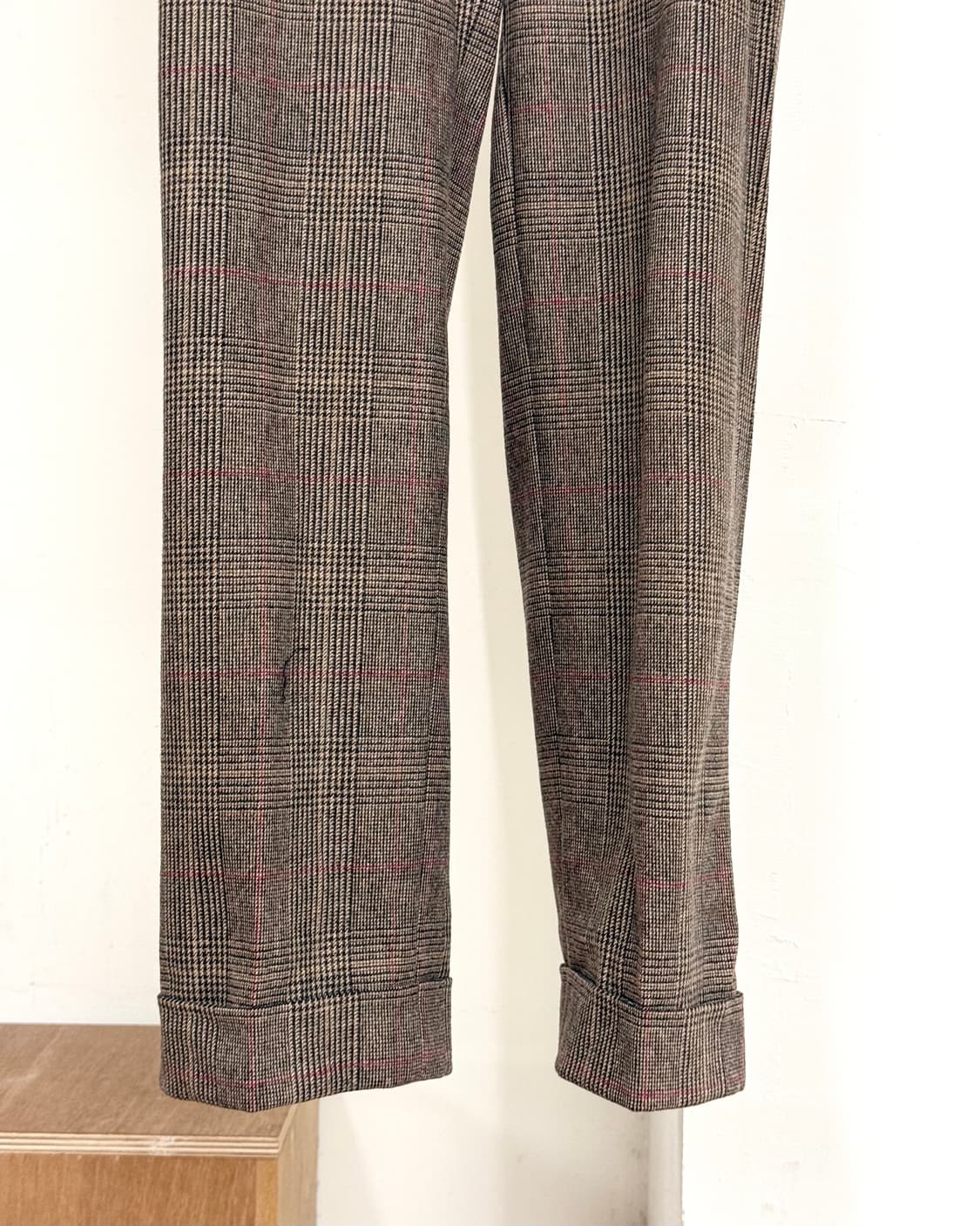 막스마라 브라운 체크 스트레이트 팬츠 상품이미지3