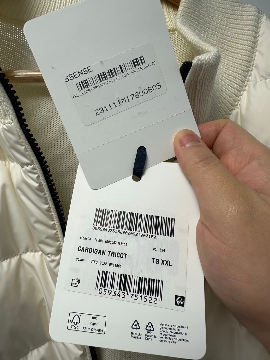 몽클레어 니트패딩 화이트 XXL 상품이미지4