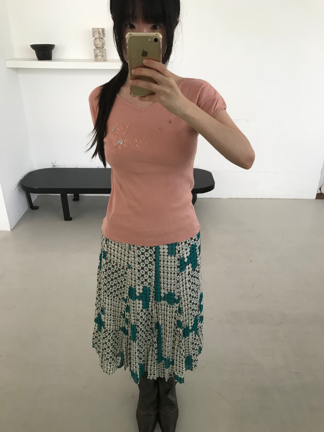 vintage pattern pink top 상품이미지2