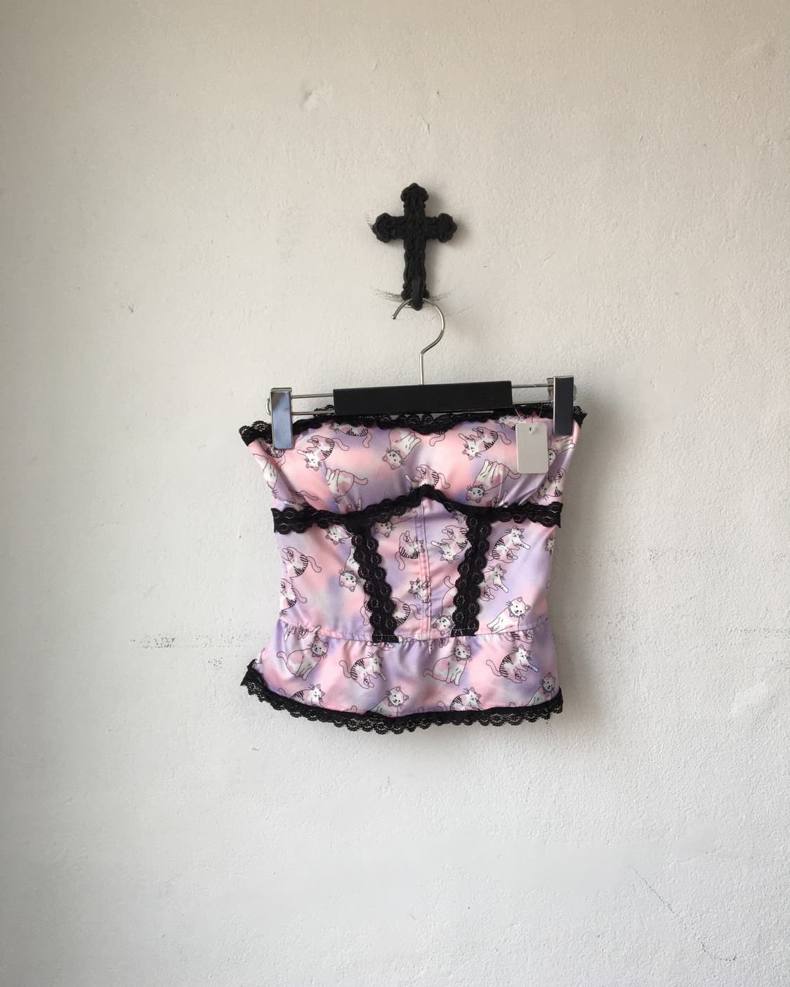 Lace trimming cat pattern corset 상품이미지1