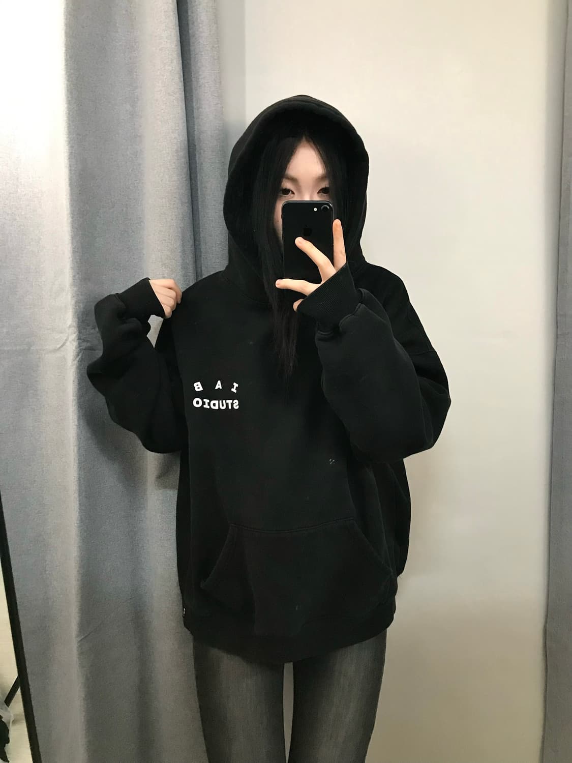 [정품]IAB 아이앱 스튜디오 아치 레터링 후드티 블랙 상품이미지1