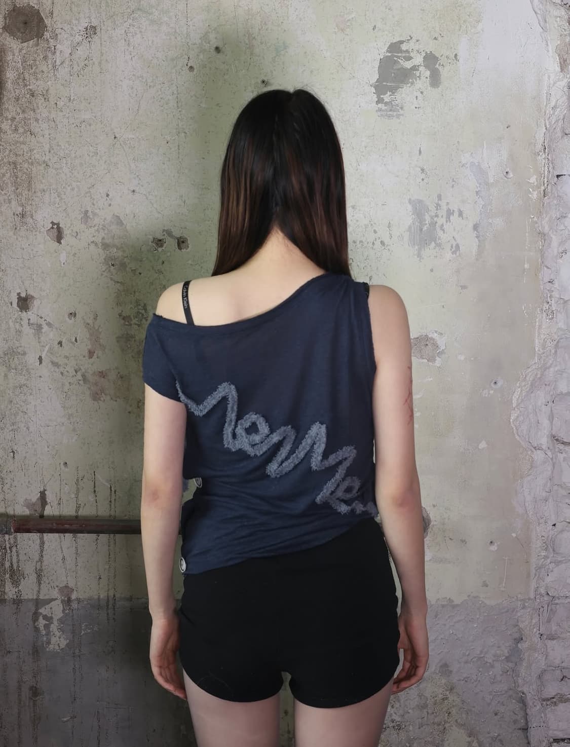 One shoulder button sleeveless- navy 상품이미지5