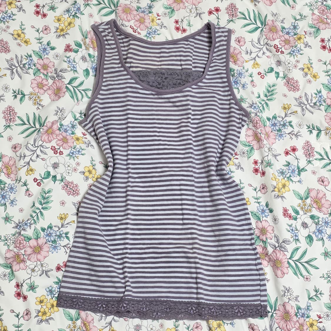 일본빈티지)y2k 오네갸루 모리걸 퍼플레이스 스포티 민소매 나시슬리브리스 상품이미지6