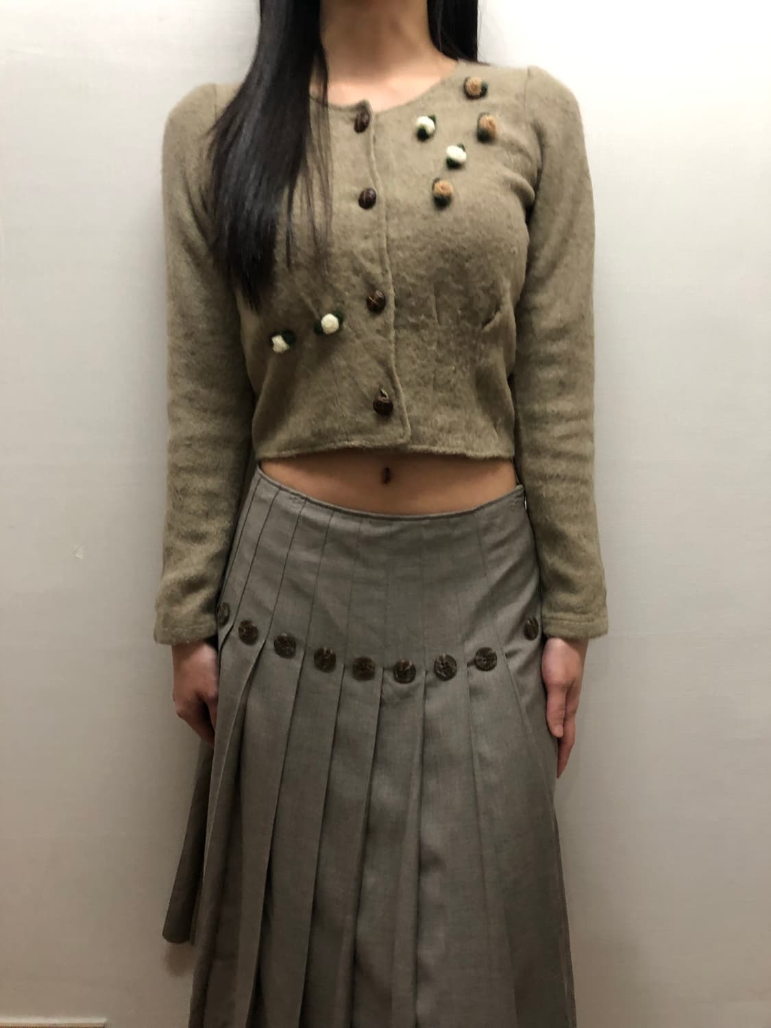 빈티지 베이지 니트 가디건 상품이미지1