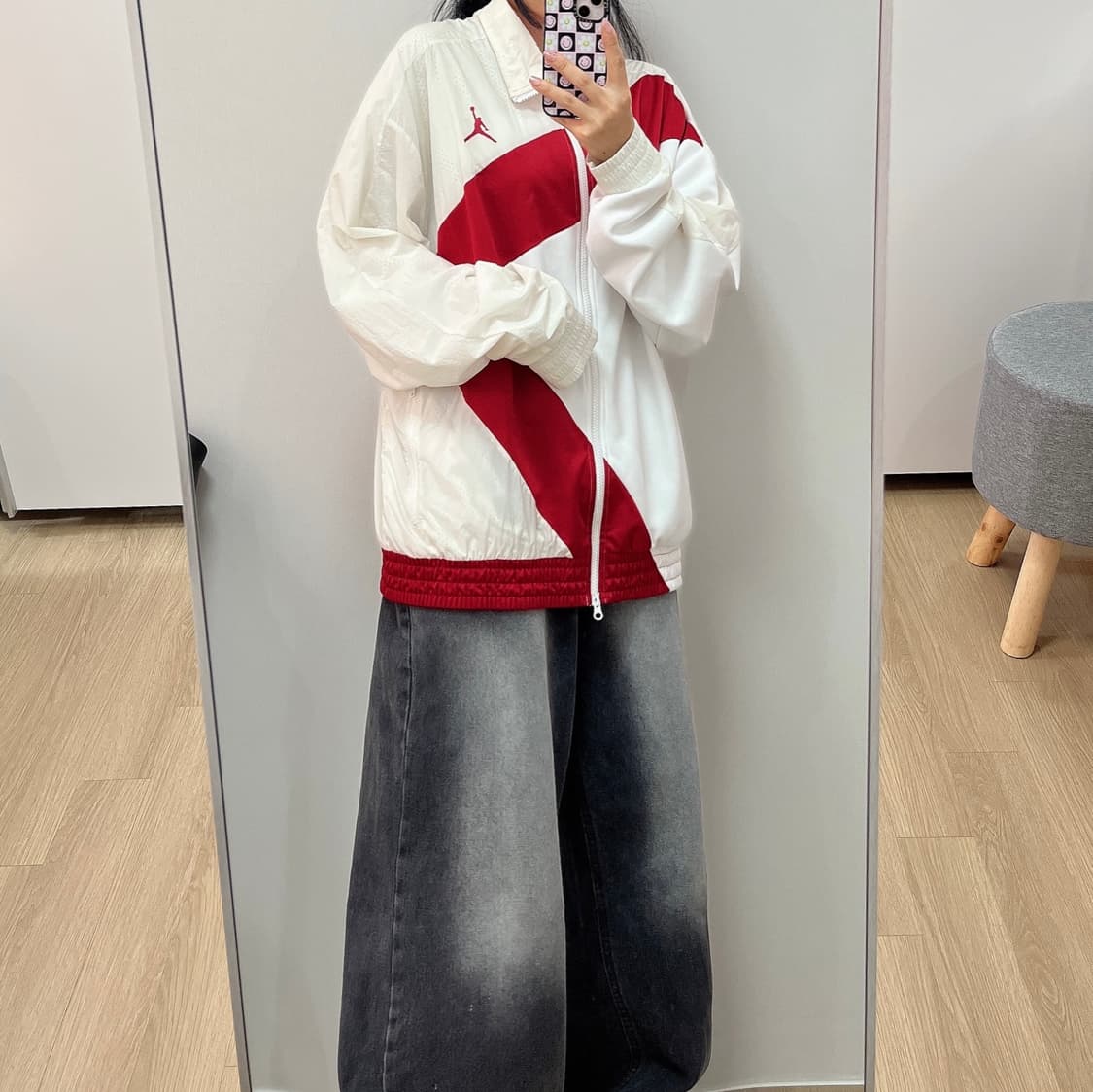 나이키 조던 윙스 다이아몬드 화이트 레드 바람막이 자켓 상품이미지1