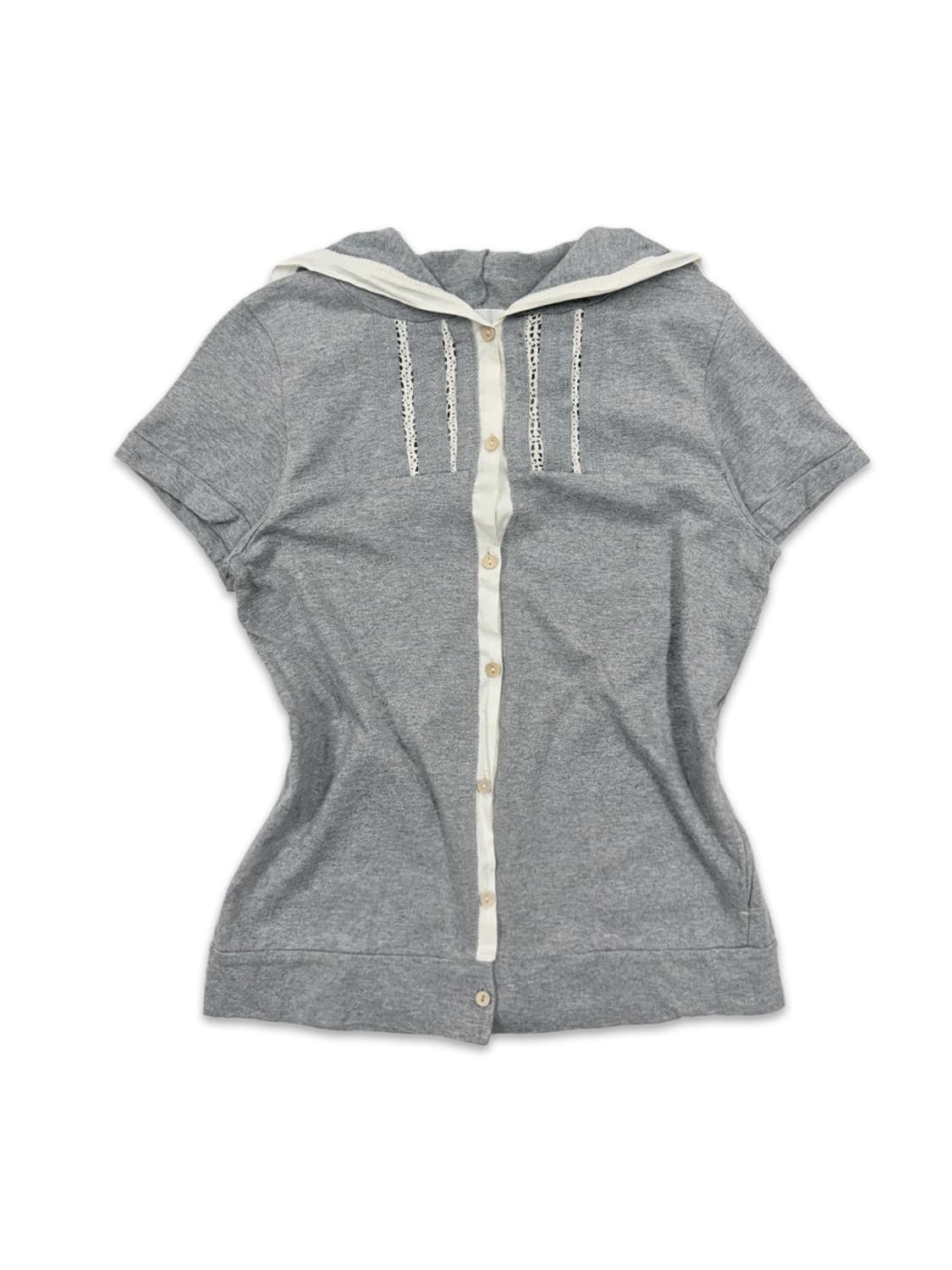 빈티지 그레이 모리 반팔 후드티 상품이미지1