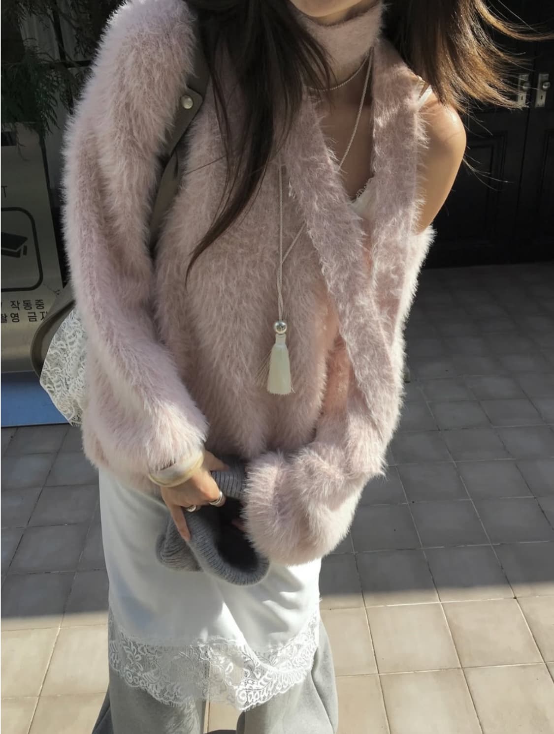 머플러 니트 세트 pink 상품이미지7