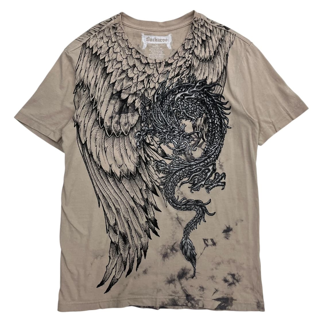 버커루 y2k 락시크맛 윙 프린팅 베이지 반팔 M 상품이미지3