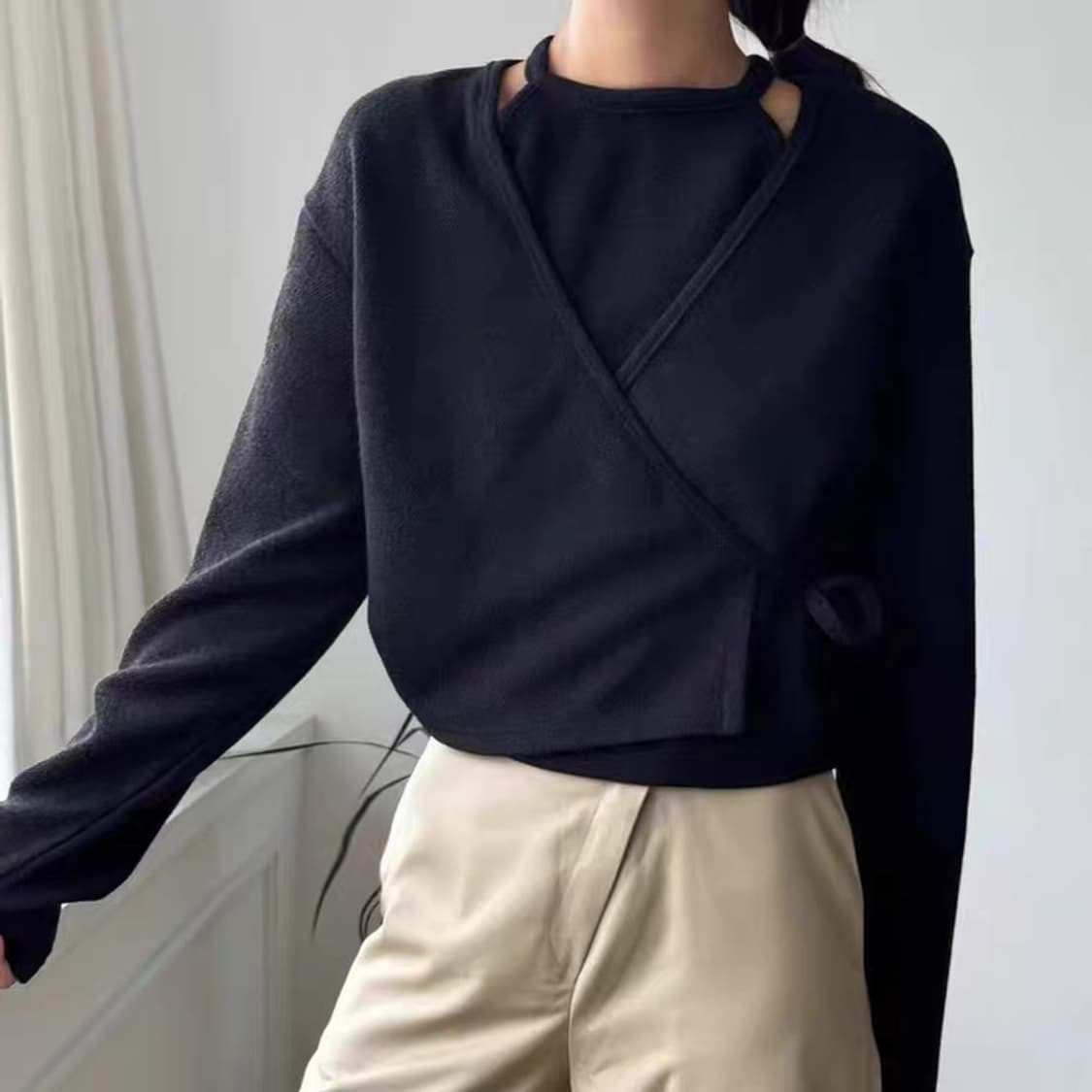 홀터넥 가디건 세트 블랙 apoem 아포엠 상품이미지5