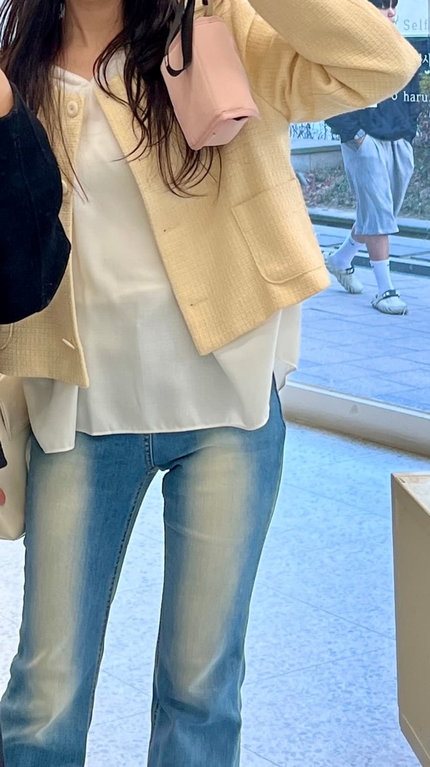 봄가을용 연노랑 트위드자켓 상품이미지5
