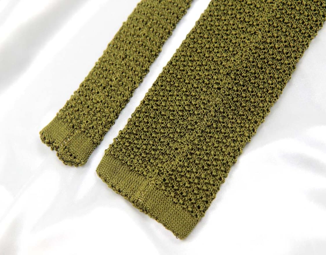 폴스튜어트 니트 타이 7cm A+등급 카키 남자 넥타이 상품이미지5