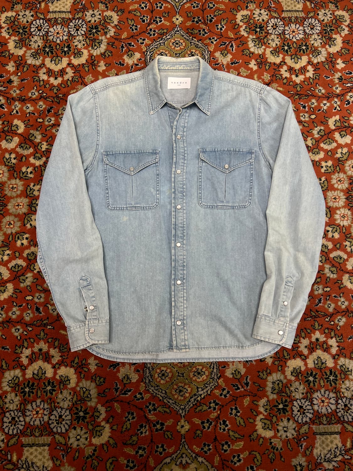 [M] SANDRO 산드로 빈티지 연청 웨스턴 셔츠 상품이미지1
