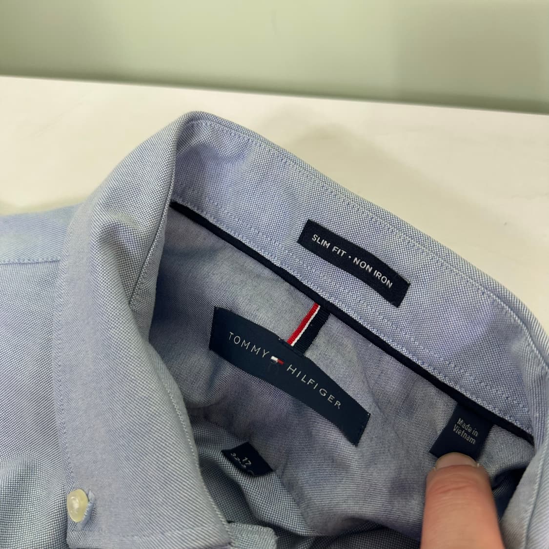 XL 105 타미힐피거 스카이블루 솔리드 옥스퍼드셔츠 상품이미지2