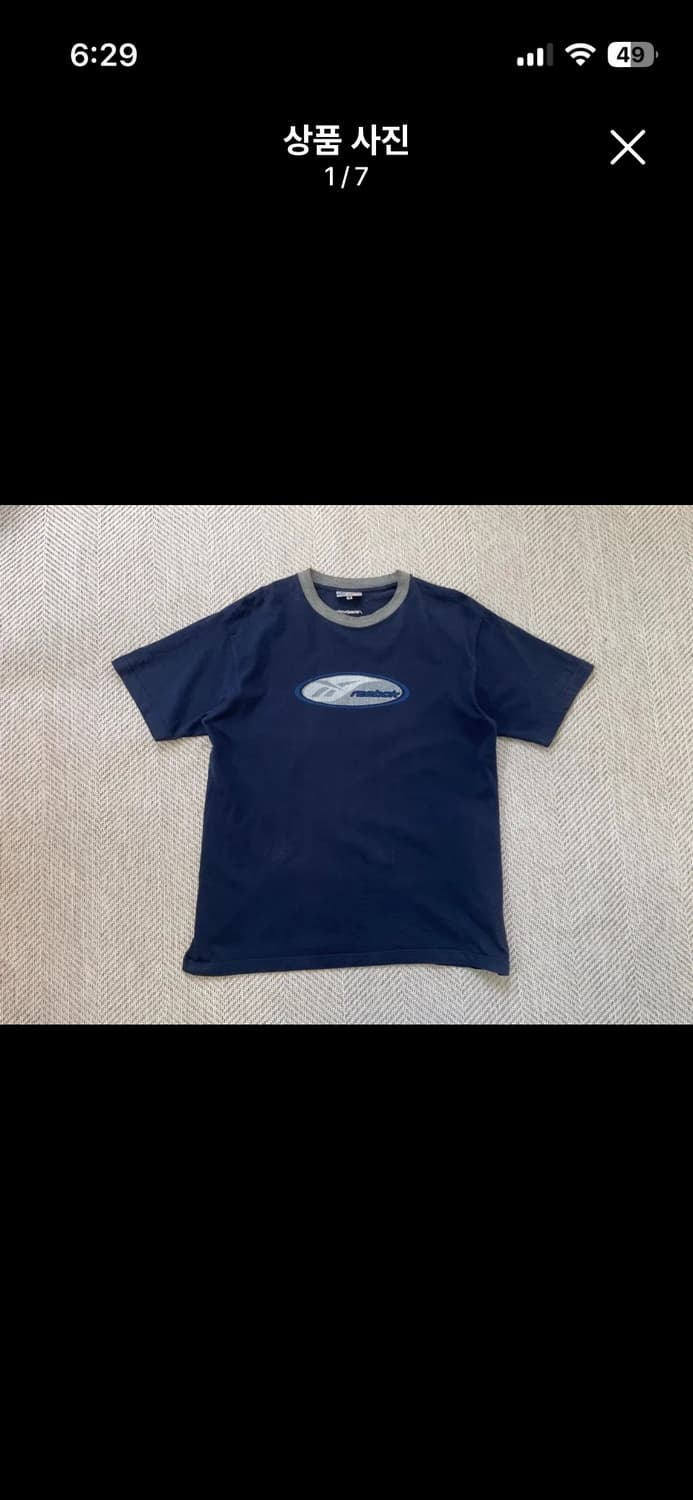 빈티지 reebok 로고 배색 네이비 반팔티 상품이미지1