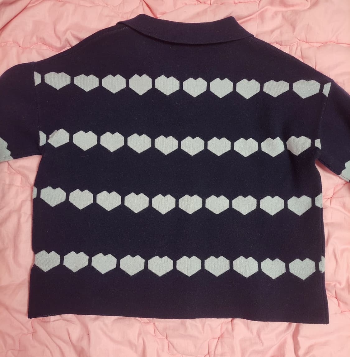 급처상태좋음!Reneevon레니본 하트 긴팔 카라 니트 스웨터 프리사이즈 상품이미지4