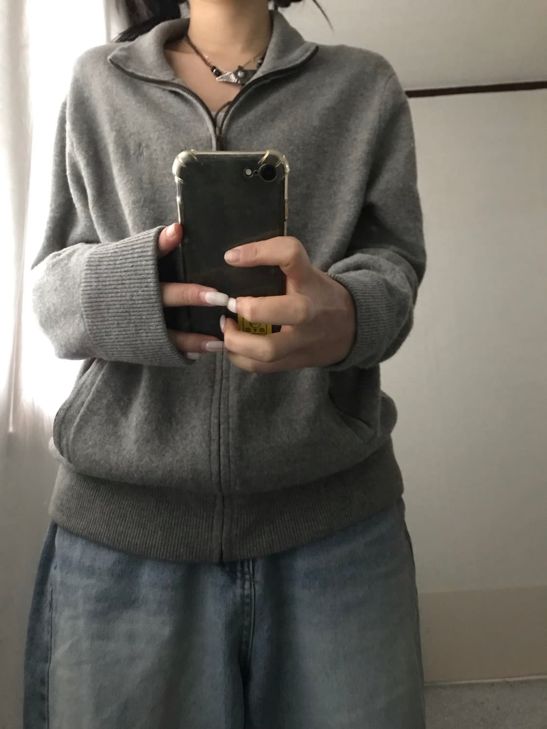 폴로 그레이 메리노울 니트집업 상품이미지1