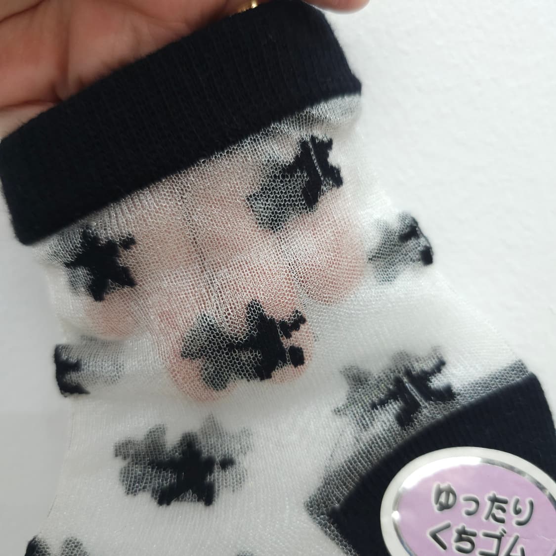 일본산 실크혼방 스타 블랙 시스루 삭스 상품이미지2