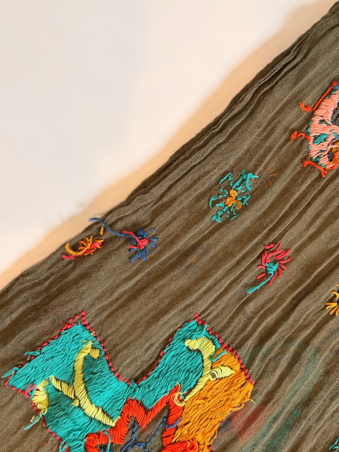 KAPITAL Embroidery Ring Stole (Olive) 상품이미지10