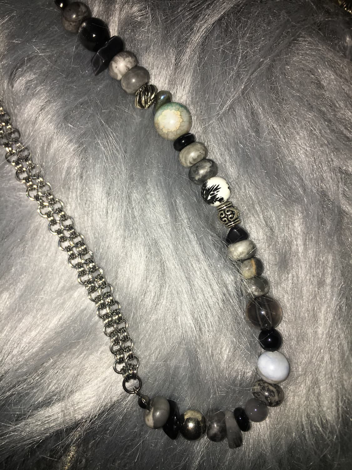 Half stone chain necklace🪨 상품이미지5