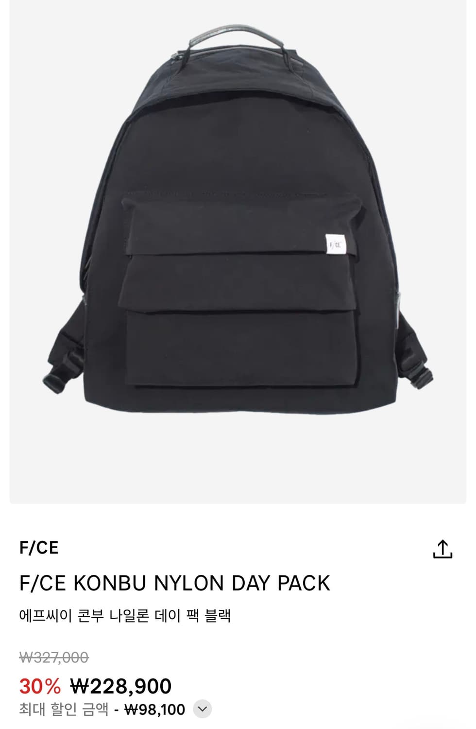 F/CE KONBU NYLON DAY PACK 블랙 상품이미지1