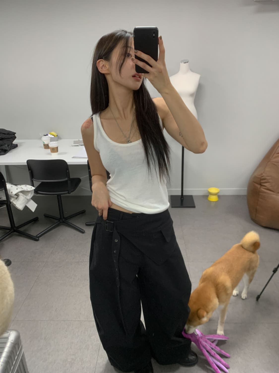 새상품) 서울베이스드 랩스커트 벨트 와이드팬츠 지그재그에이블리릿킴 상품이미지5