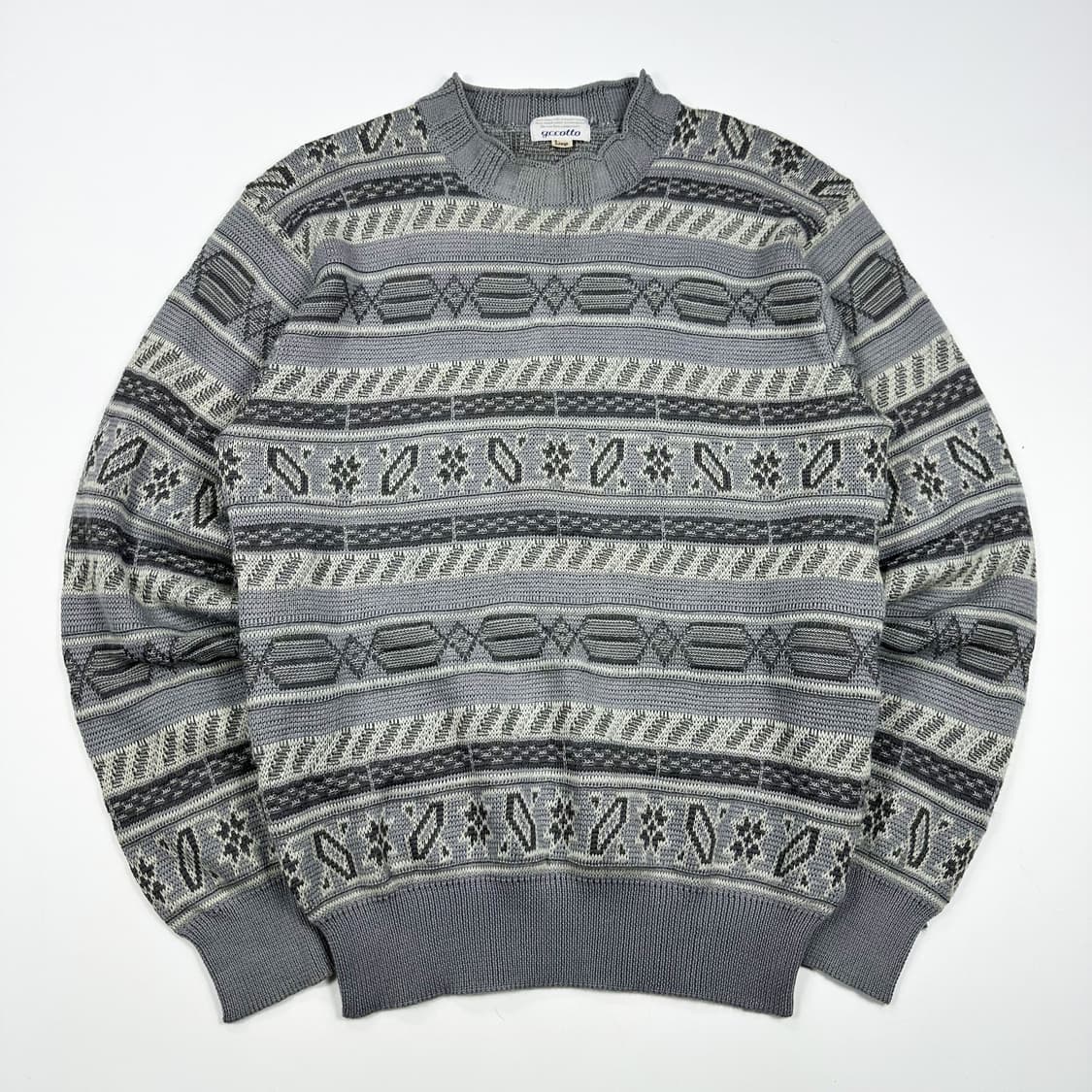 JPN 재팬빈티지 노르딕패턴 모크넥 울 니트 L 상품이미지1